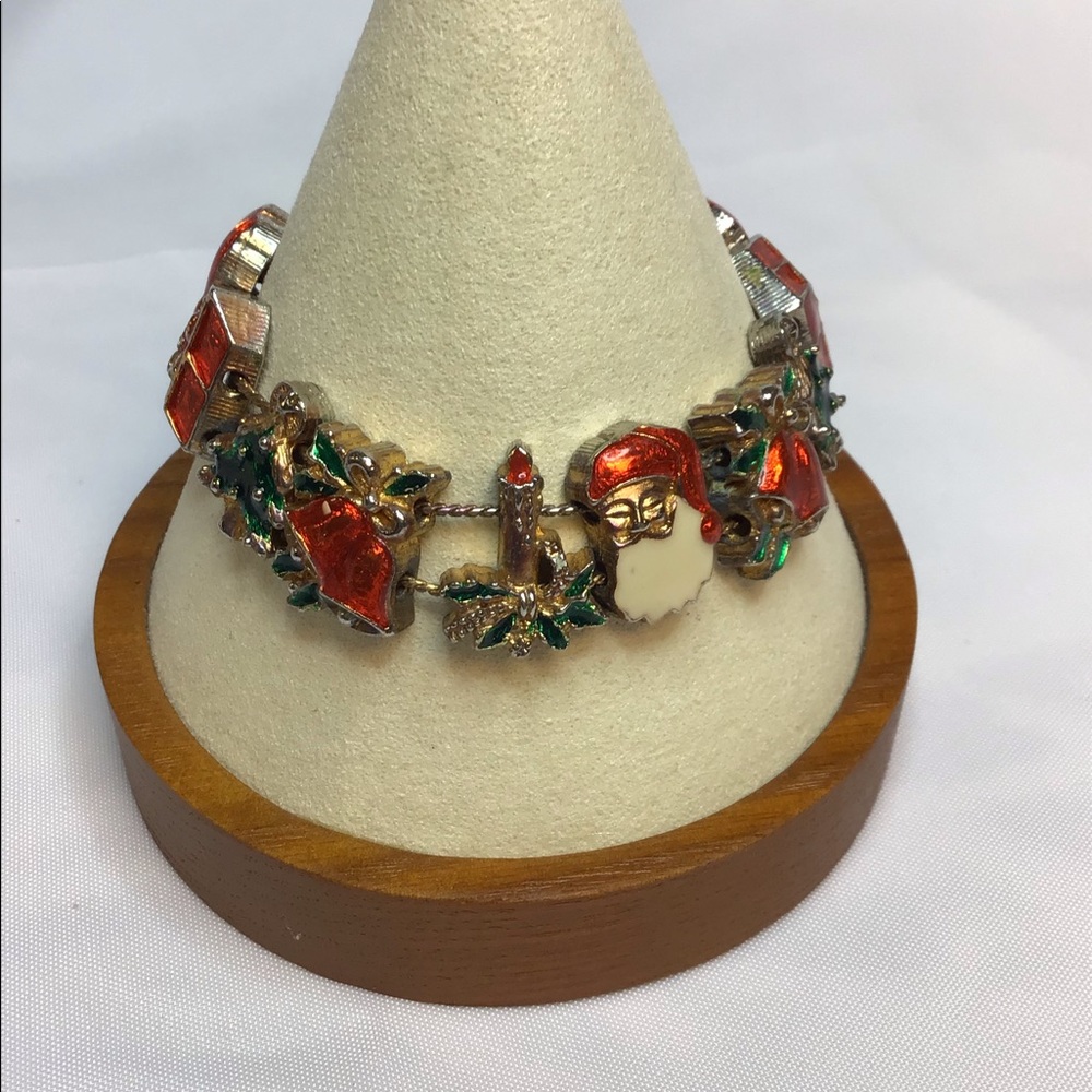 VINTAGE ENAMEL CHRISTMAS SLIDE BRACELET